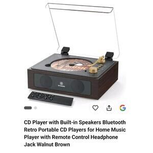 CD Player with Built-in Speakers Bluetooth Retro Portable CD Players for Home...